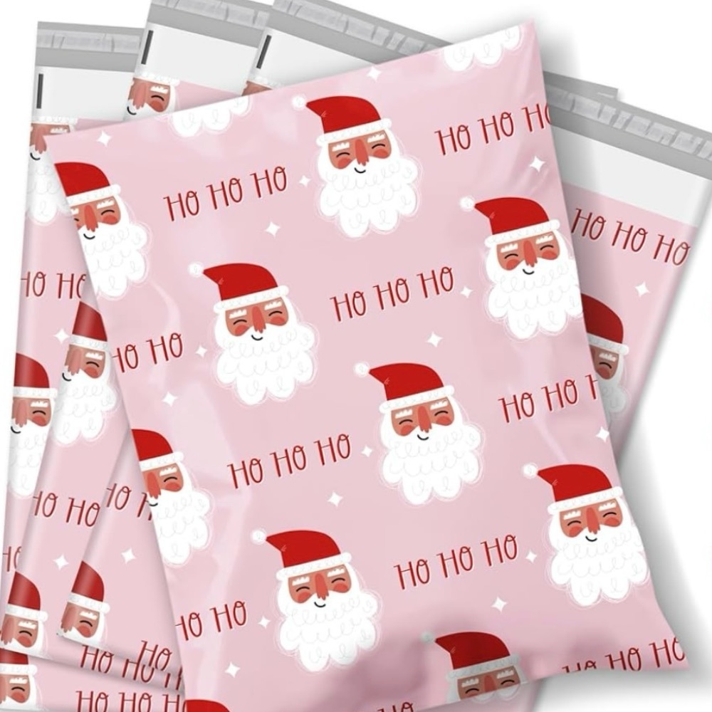 10Pk 10x13 Pink Christmas Poly Mailers Santa Claus Shipping Supplies Bags Bundle